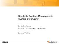 Bild: Das freie Content-Management-System union.cms
