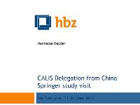 Bild: CALIS Delegation from China - Springer study visit