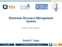Bild: Electronic Resource Management System - Stand und Perspektiven